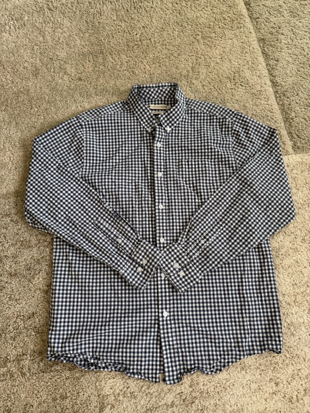 Southern Proper Navy and White Gingham Button-Down Shirt